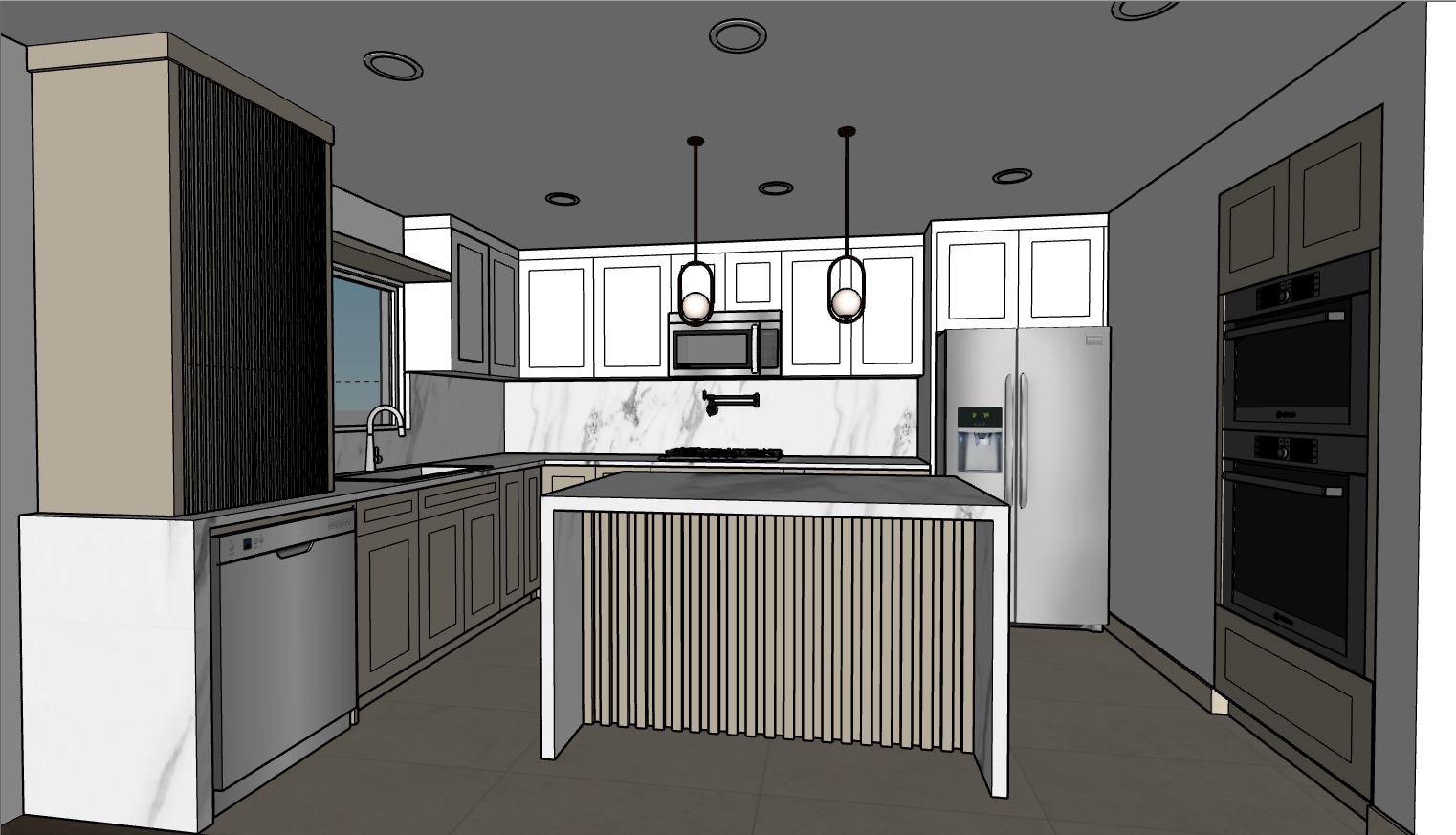 Modelo 3D de cocina moderna vista completa